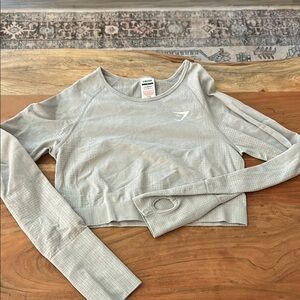 Gymshark Gray Long Sleeve Fitted Crop Sweatshirt